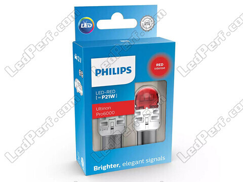 2x LED-Lampen Philips P21W Ultinon PRO6000 - Rot - BA15S - 11498RU60X2