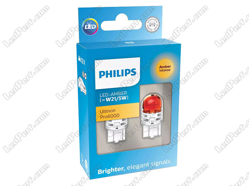 2x LED-Lampen Philips WY21/5W Ultinon PRO6000 - Orange - T20