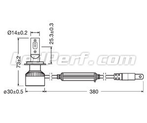 Schema von Abmessungen der LED-Lampen H7 Osram LEDriving® XTR 6000K - 64210DWXTR