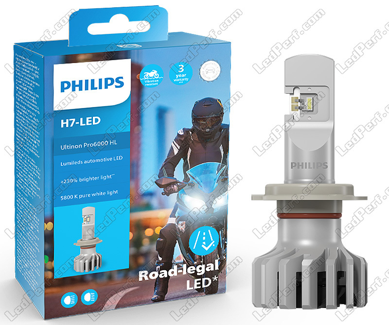 Zugelassene H7 LED Motorradlampe - Philips Ultinon Pro6000 +230%