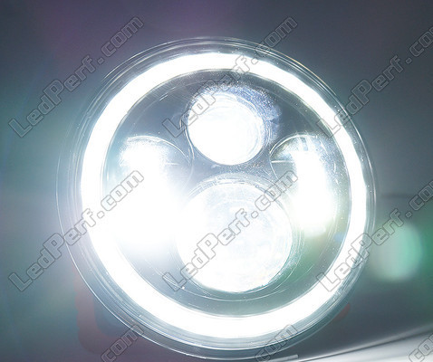 Optisch Motorrad Voll-LED Chrom für Scheinwerfer runde 7 Zoll - Typ 5 Beleuchtung Weiß Pur