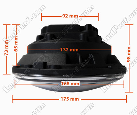 Optisch Motorrad Voll-LED schwarz für runde Scheinwerfer 7 Zoll - Typ 2 Abmessungen
