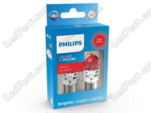 Paire d' ampoules LED Philips P21/5W Ultinon PRO6000 - Rouge<br />