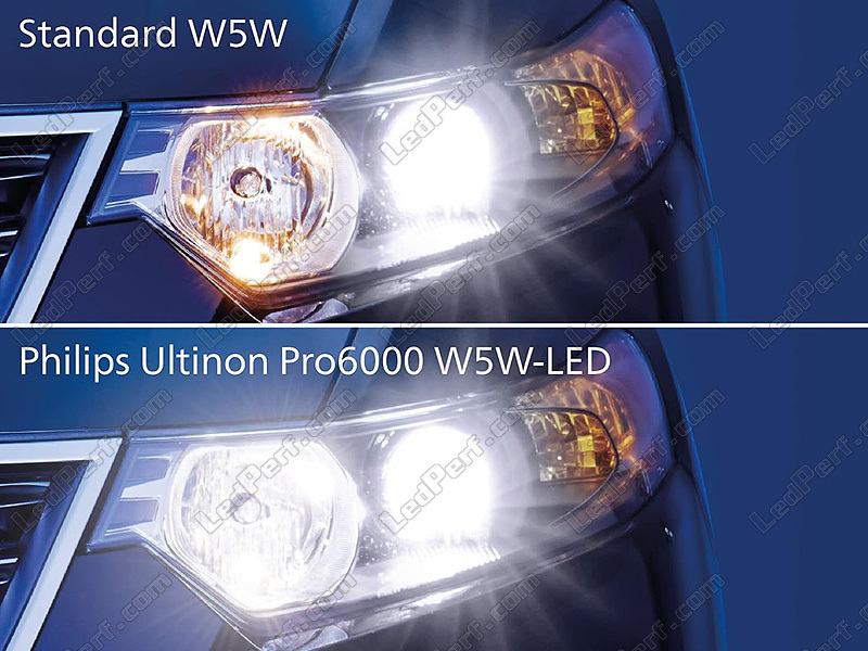 2x W5W LED Philips Ultinon Pro6000 Homologuées en Europe
