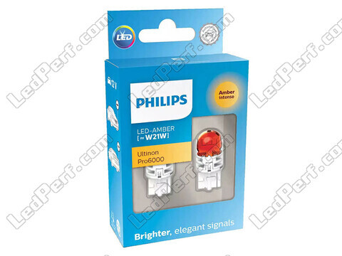 2x ampoules LED Philips WY21W Ultinon PRO6000 - Orange - T20 - 11065AU60X2