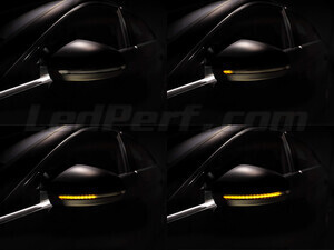 Verschiedene Phasen der Lichtabfolge der dynamischen Osram LEDriving® Blinker für Audi A4 B9 Außenspiegel