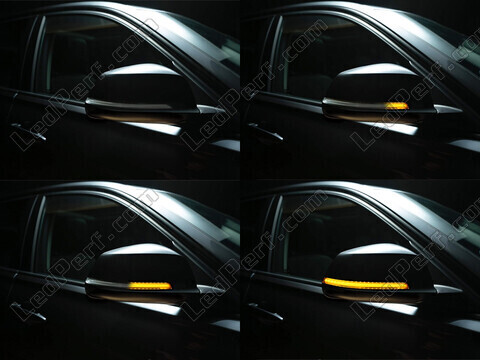 Verschiedene Phasen der Lichtabfolge der dynamischen Osram LEDriving® Blinker für BMW Serie 2 (F22) Außenspiegel