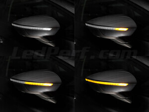 Verschiedene Phasen der Lichtabfolge der dynamischen Osram LEDriving® Blinker für Seat Leon 3 (5F) Außenspiegel