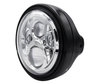 Beispiel eines schwarzen runden Scheinwerfers mit verchromter LED-Optik von Ducati Monster 620