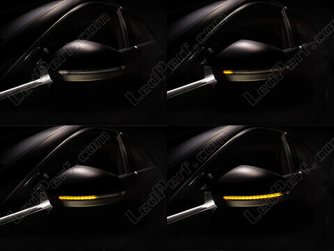 Différentes étapes du défilement de la lumière des Clignotants dynamiques Osram LEDriving® pour rétroviseurs de Audi A5 II
