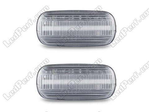 Vue de face des clignotants latéraux séquentiels à LED pour Audi A6 C5 - Couleur transparente