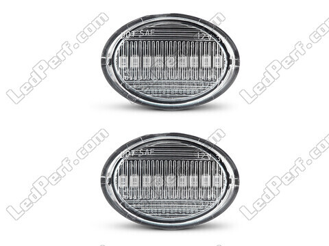 Vue de face des clignotants latéraux séquentiels à LED pour Fiat 500 - Couleur transparente