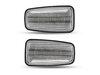 Vue de face des clignotants latéraux séquentiels à LED pour Peugeot 306 - Couleur transparente