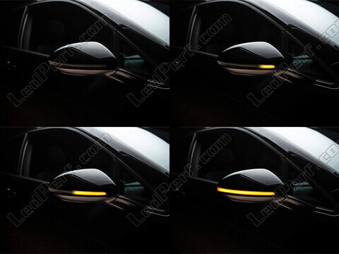 Différentes étapes du défilement de la lumière des Clignotants dynamiques Osram LEDriving® pour rétroviseurs de Volkswagen Arteon