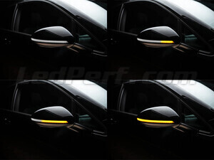 Différentes étapes du défilement de la lumière des Clignotants dynamiques Osram LEDriving® pour rétroviseurs de Volkswagen Golf 7