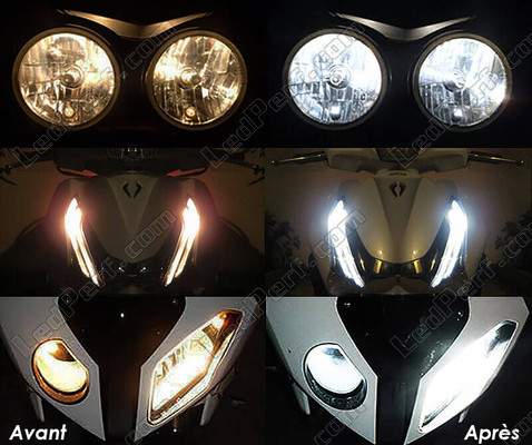 Led Veilleuses Blanc Xénon BMW Motorrad HP2 Megamoto avant et après