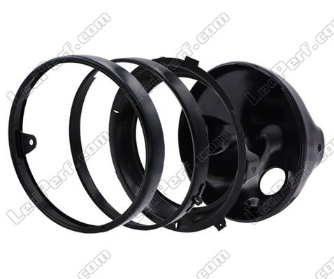 Schwarzer runder Scheinwerfer für Kawasaki Eliminator 600 vollständige LED-Optik, Teilemontage