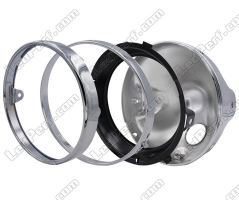 Runder und verchromter Scheinwerfer für Moto-Guzzi V9 Bobber 850 Voll-LED-Optik, Teilemontage
