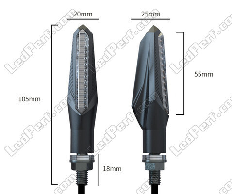 Ensemble des dimensions des clignotants dynamiques LED avec feux de jour pour Yamaha Ténéré 700