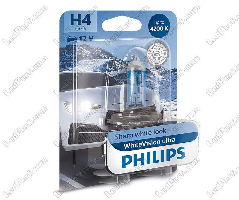 1x Scheinwerferlampe H4 Philips WhiteVision ULTRA +60% 60/55W 12V