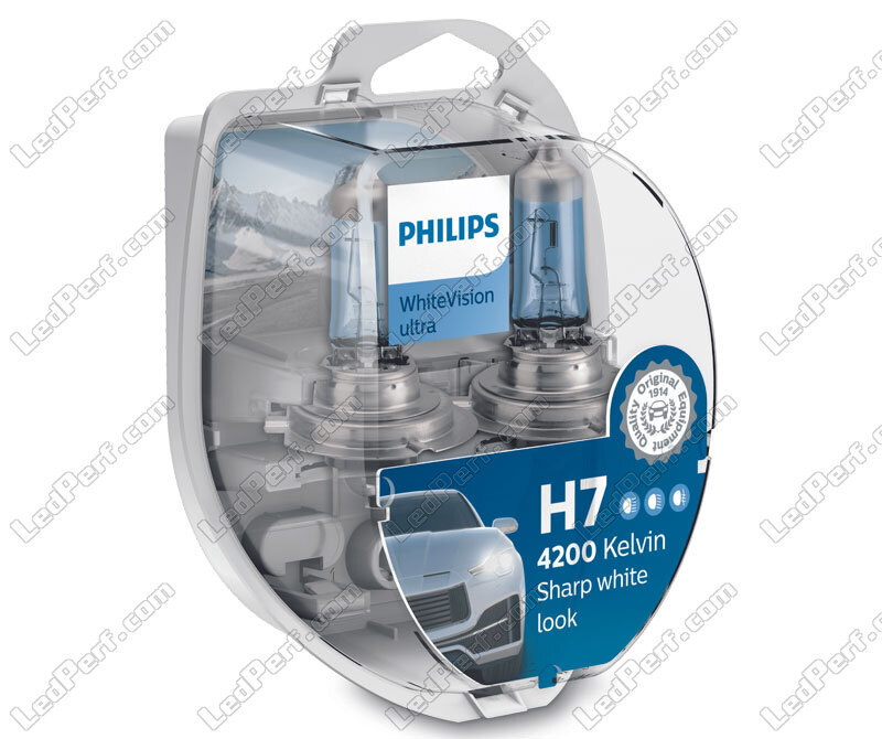 2 Scheinwerferlampen H7 Philips WhiteVision ULTRA + 2 W5W als Geschenk -  12972WVUSM